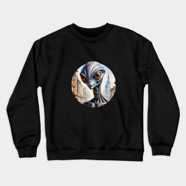 Alien in the City Crewneck Sweatshirt by roswellboutique